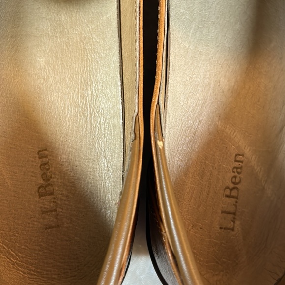 LL Bean Women’s Tan Leather Slip-On Loafer Wedge Shoes, Size 8 M, L.L. Bean EUC - Picture 10 of 11